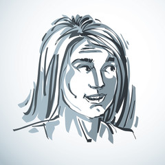 Silhouette of beautiful tender woman, graphic vector illustratio