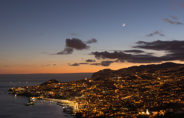 Naklejka premium Sunset in Funchal, Madeira island, Portugal, Europe