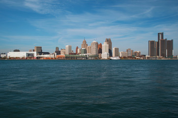 Fototapeta premium City of Detroit Skyline Shot From Canada, November 2016