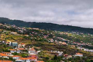 Fototapeta premium Clouded day over highway in Machico, Madeira, Portugal, Europe
