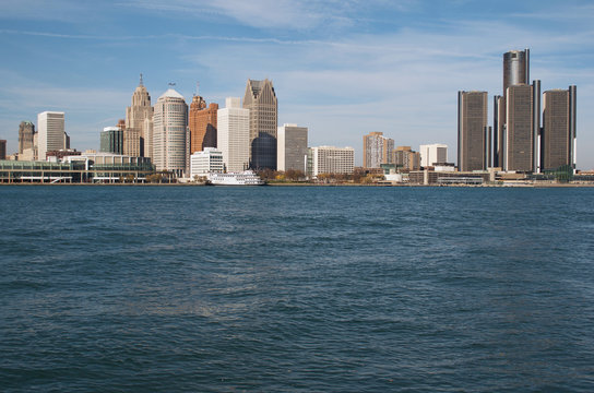City of Detroit Skyline Shot From Canada, November 2016