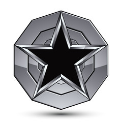 Sophisticated design geometric symbol, stylized pentagonal black