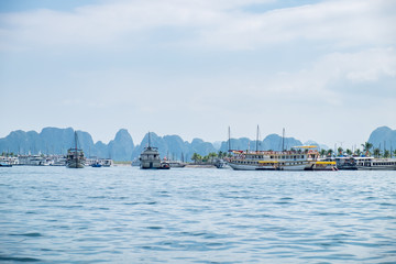Naklejka premium Landscape of Ha Long bay. Ha Long bay is a famous location in North of Vietnam