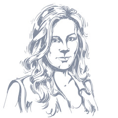 Artistic hand-drawn vector image, black and white portrait of de