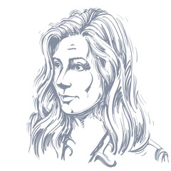 Portrait of delicate doubting woman with wrinkles on her forehea