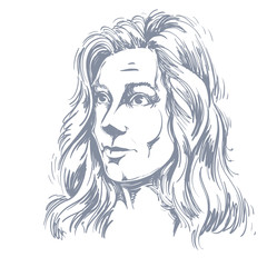 Graphic vector hand-drawn illustration of white skin attractive