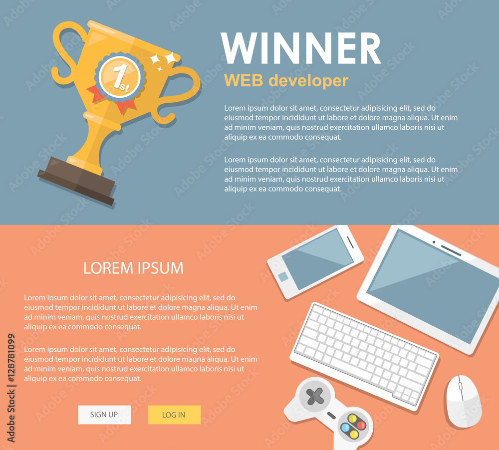 Poster flat design illustration project management, research and development. concepts web banner.
