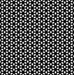 Vector monochrome seamless pattern, black & white abstract floral geometric texture, simple dark minimalist background. Design element for prints, decoration, cover, textile, fabric, digital, web