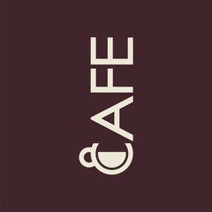logo with cup and text cafe. Modern Icon for company brand. Vector Illustration.