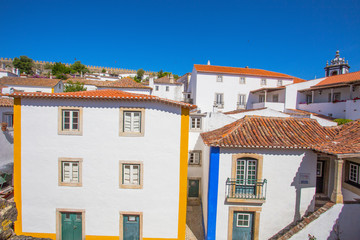 Fototapeta na wymiar Obidos, Portugal : Cityscape of the town with medieval houses