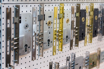 Stand with mortise door locks closeup. Sale
