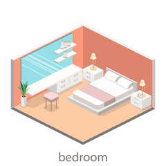 modern bedroom design in isometric style.