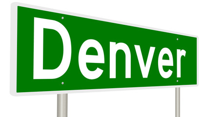 A 3d rendering of a highway sign for Denver, Colorado