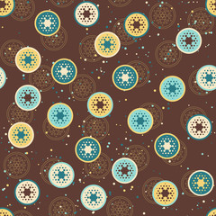 Abstract pattern, circles and dots, retro colors