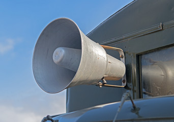 Megaphone on car