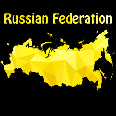 Оригинальная, абстрактная, золотого цвета карта Российской Федерации высокого разрешения с Крымом. Векторная иллюстрация.