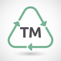 Isolated recycle sign with    the text TM