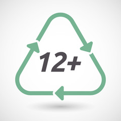 Isolated recycle sign with    the text 12+