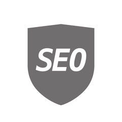 Isolated shield with    the text SEO