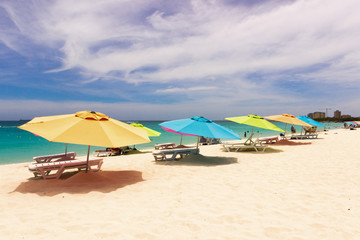 Fototapeta na wymiar Colorful beach umbrellas