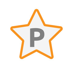 Isolated star icon with    the letter P