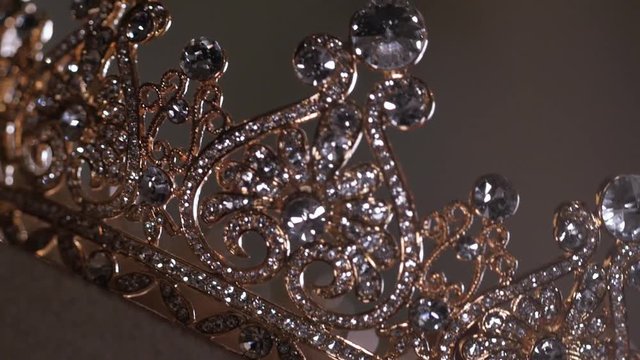 An up close image of a wedding crown in luxury Jewelry shop
