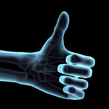 Like Thumbs Up Symbol in Blue Neon 3D