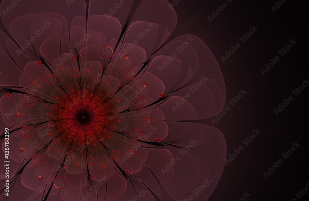 Poster abstract pink and red fractal flower computer generated image, background for text labels