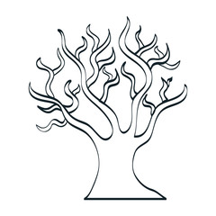 tree plant autumn line icon vector illustration design