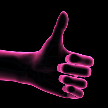 Like Thumbs Up Symbol in Pink Neon 3D