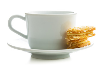 Sweet almond cookies and cup of tea.