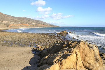 Rocks and waves at Leo Carrillo State Beach, Malibu California