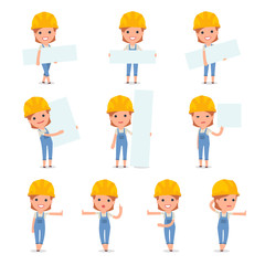 Builder Girl making Presentation for using in Design