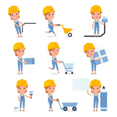 Builder Girl making Presentation for using in Design