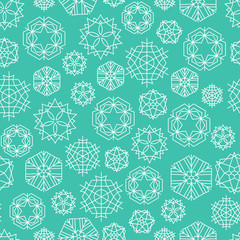 Snowflake winter Christmas seamless green and white pattern