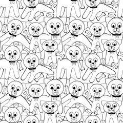 Funny little dog bone on a white field .Seamless pattern.Vector illustration.