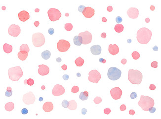 Abstract colored watercolor dots shapes. Hand painted pattern.