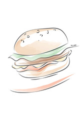 Burger Illustration Artwork (vector Art)