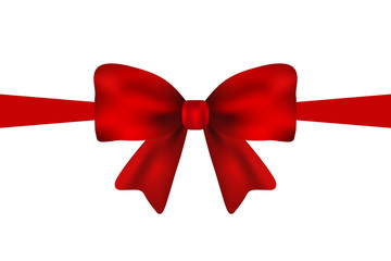 Red gift bow of ribbon isolated on white background