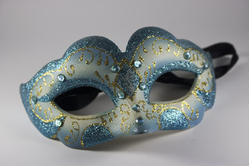 Blue Carnival mask masquerade on isolated background