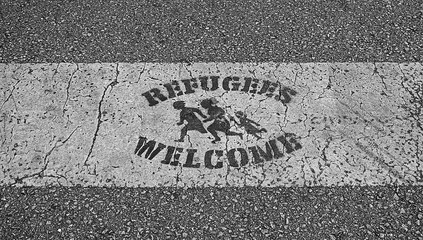 Welcome sign refugees