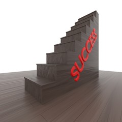 a 3D render of a set of wooden steps with the word success written on the side.