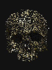 Abstract 3d rendering of skull with yellow color circles