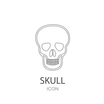 Skull icon. Flat style object. Art picture drawing. Eps 10.