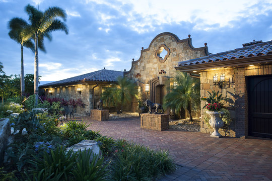 Exterior of stone house in Florida.