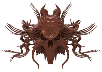 Chocolate skull design isolated on white background. 3D illustration
