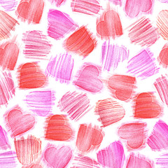 Hand-drawn sketch hearts for Valentines Day design. illustration. Hearts seamless pattern.