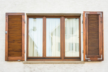 European Windows Wooden Shutters Old House Texture Outdoors Exte