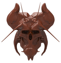 Chocolate skull design isolated on white background. 3D illustration
