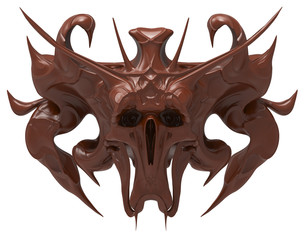 Chocolate skull design isolated on white background. 3D illustration
